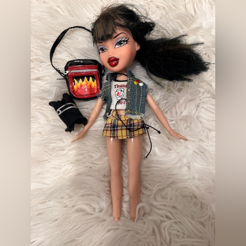 Original Bratz Style it Jade Fashion Doll with Denim Vest and Plaid Skirt